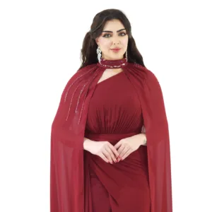Chiffon Fabric Evening Dress With Wrap Skirt T2717-11-3