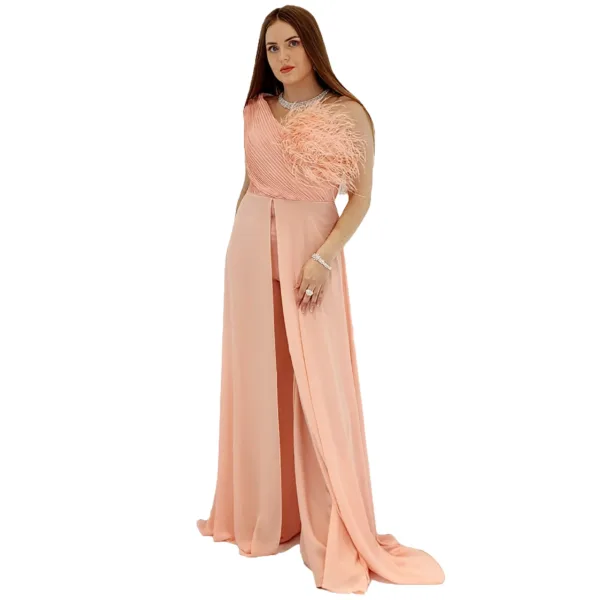Gym Suit With Chiffon Addition And Shoulder Opening R23506-11-1
