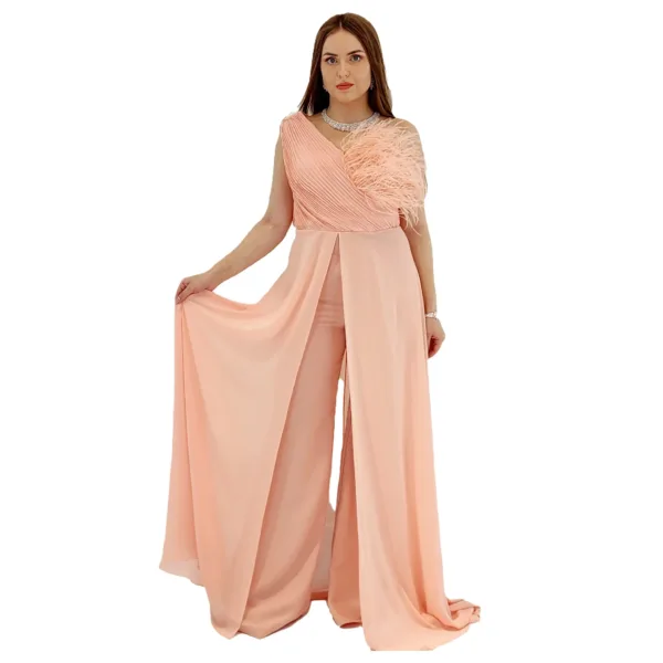 Gym Suit With Chiffon Addition And Shoulder Opening R23506-11-2