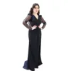 Lycra Lace Sleeves Evening Dress T4400-1