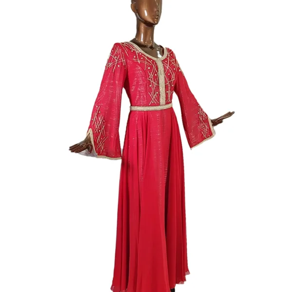 Moroccan Dress Embroidered With Layer Of Chiffon Fabric MG439-1