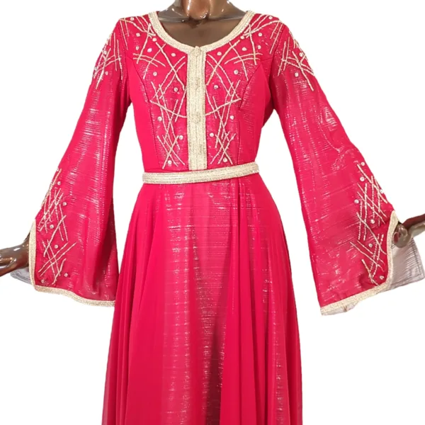 Moroccan Dress Embroidered With Layer Of Chiffon Fabric MG439-2
