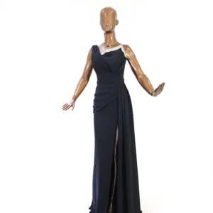 One Shoulder Satin Crepe Fabric Evening Dress T7400-1-1