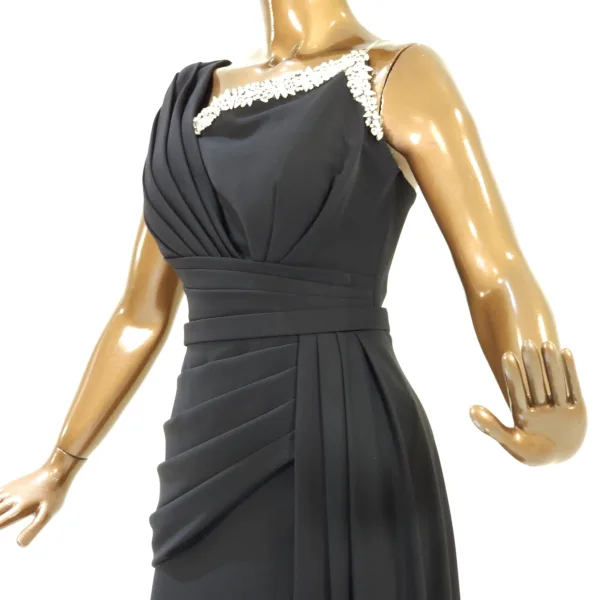 One Shoulder Satin Crepe Fabric Evening Dress T7400-1-3