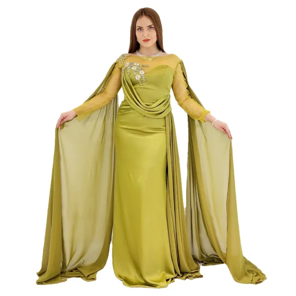 Satin Fabric Evening Dress T6559-1