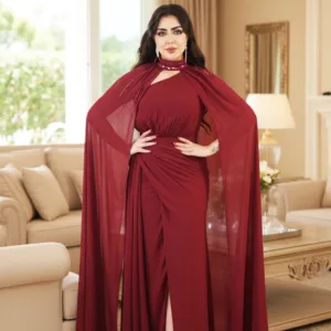 Chiffon Fabric Evening Dress With Wrap Skirt