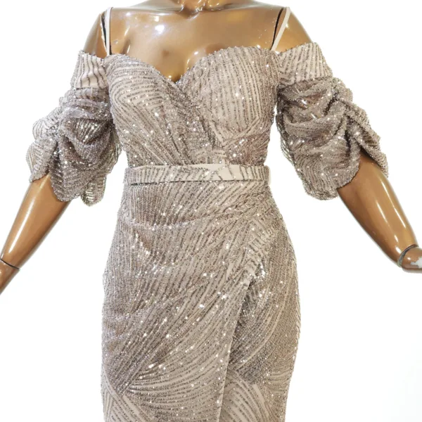 Zipper Sleeves Evening Dress T05-5922-2