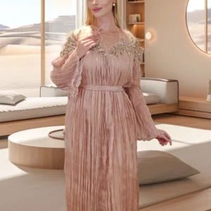 Embroidered and Beaded Chiffon Jalabiya