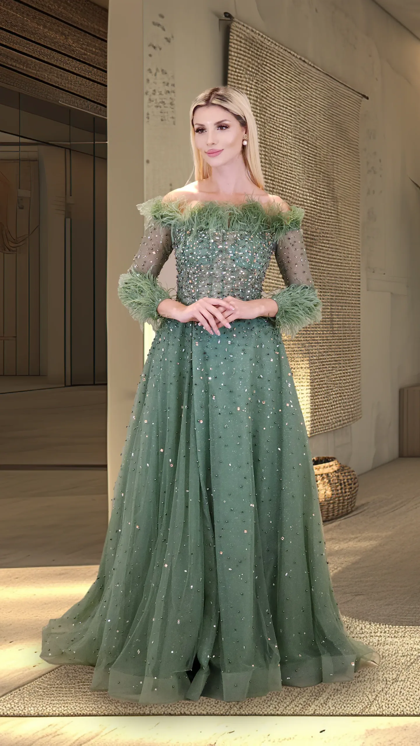 Off-Shoulder Evening Dress