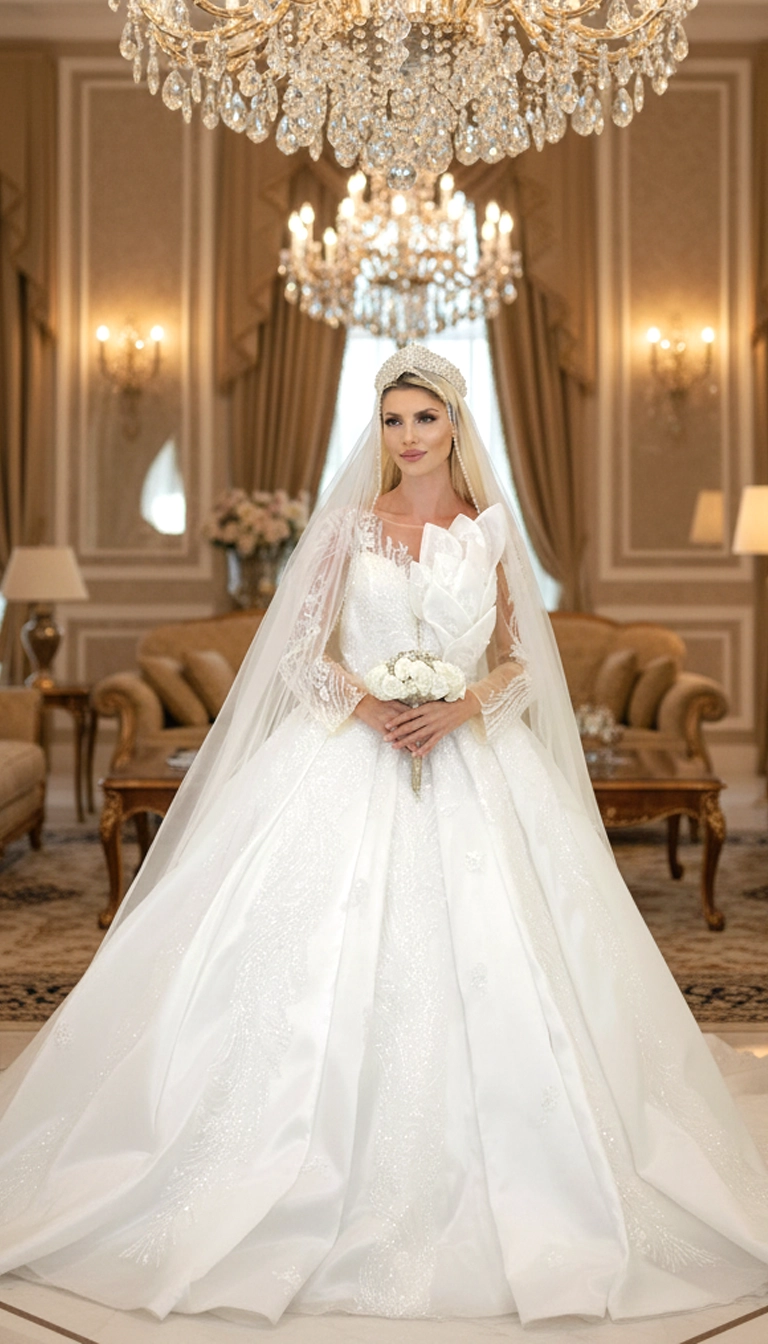 Wedding Dress with a Cutout at the Chest