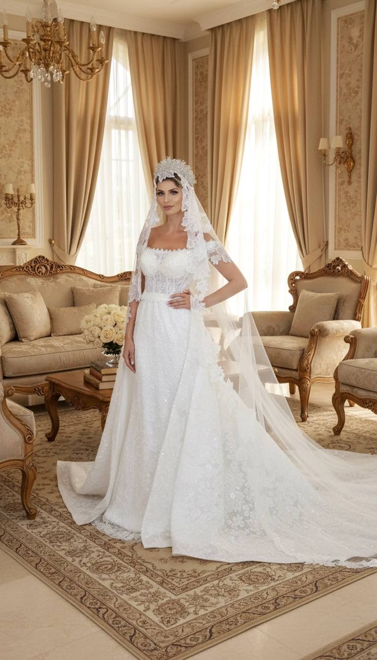 Long Veil Wedding dress