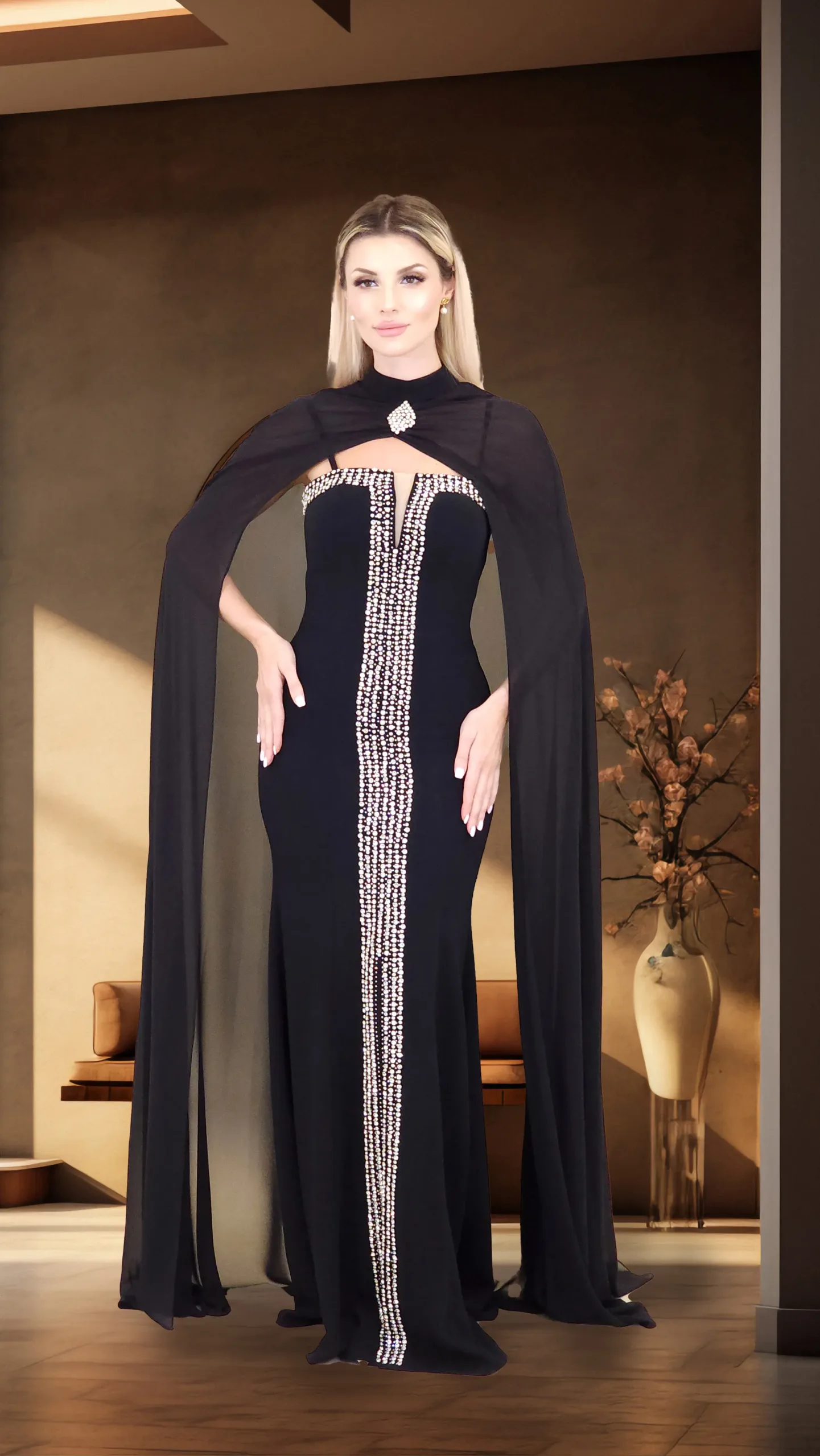 Body-Hugging Crepe Evening Dress