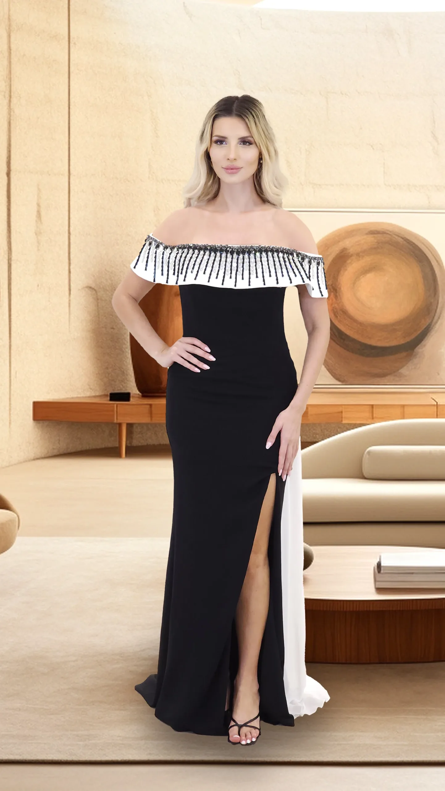 Body-Hugging Crepe Evening Dress