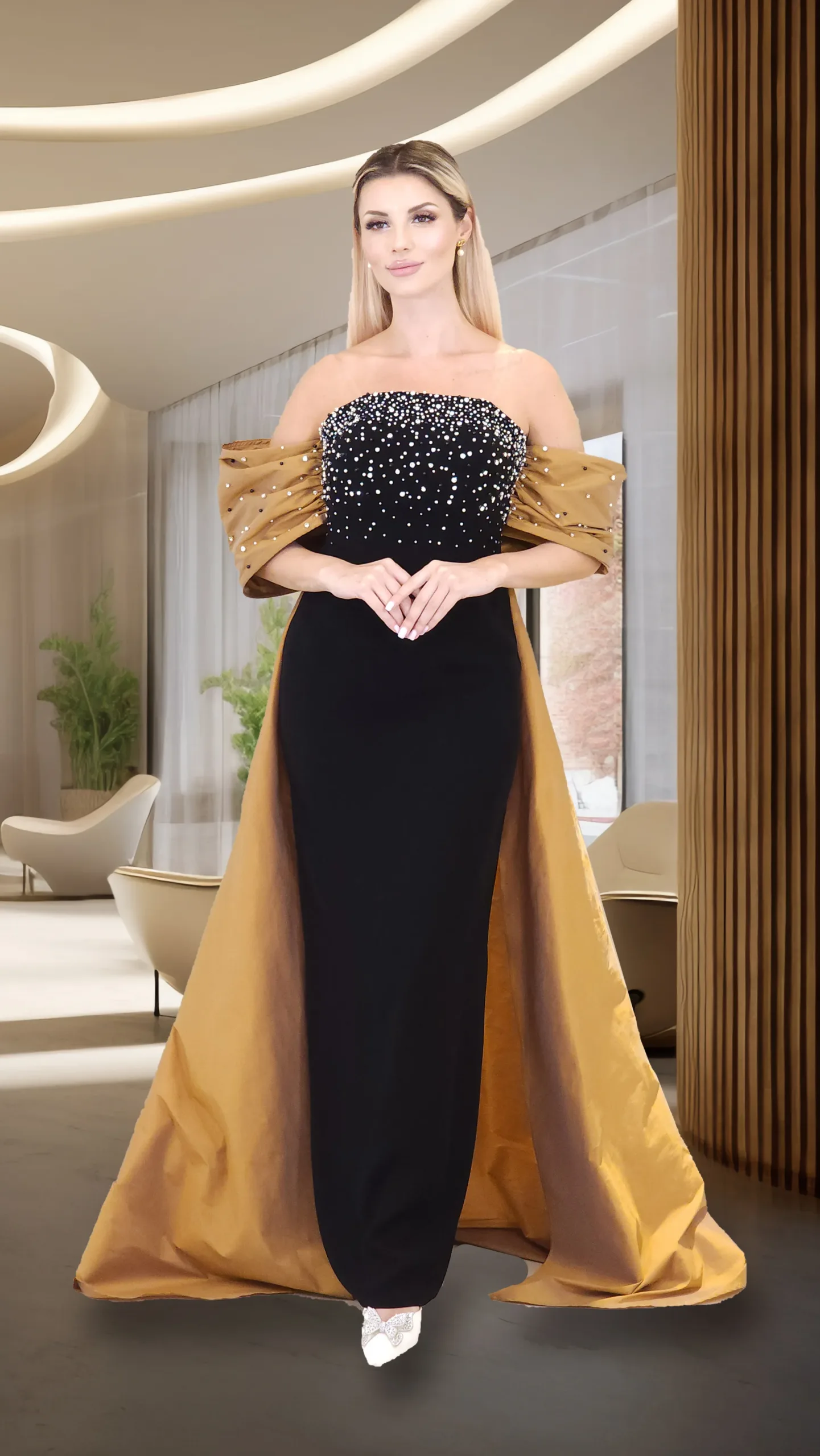 Crepe Body Evening Dress