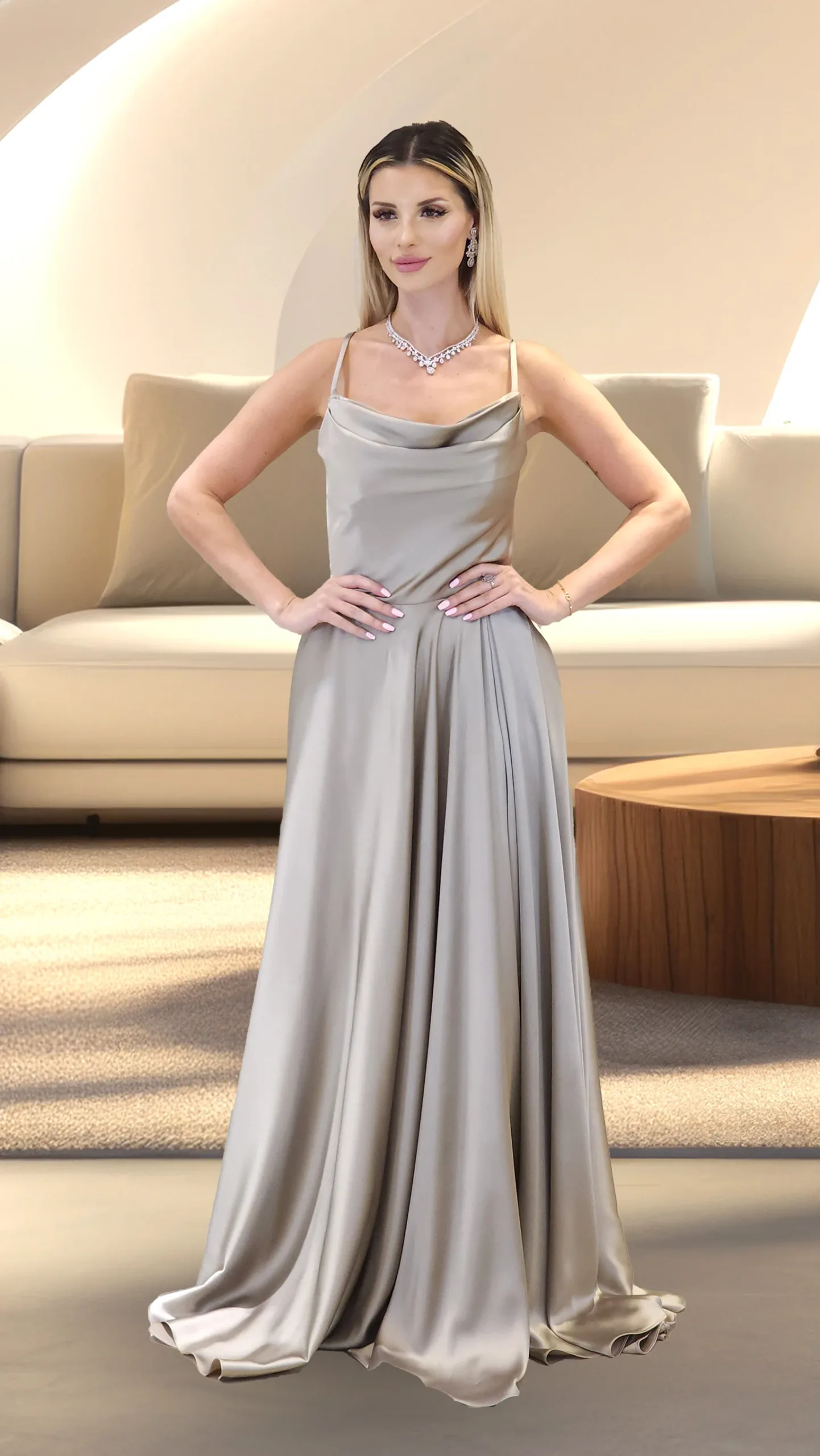 Plain Satin Occasion Dress