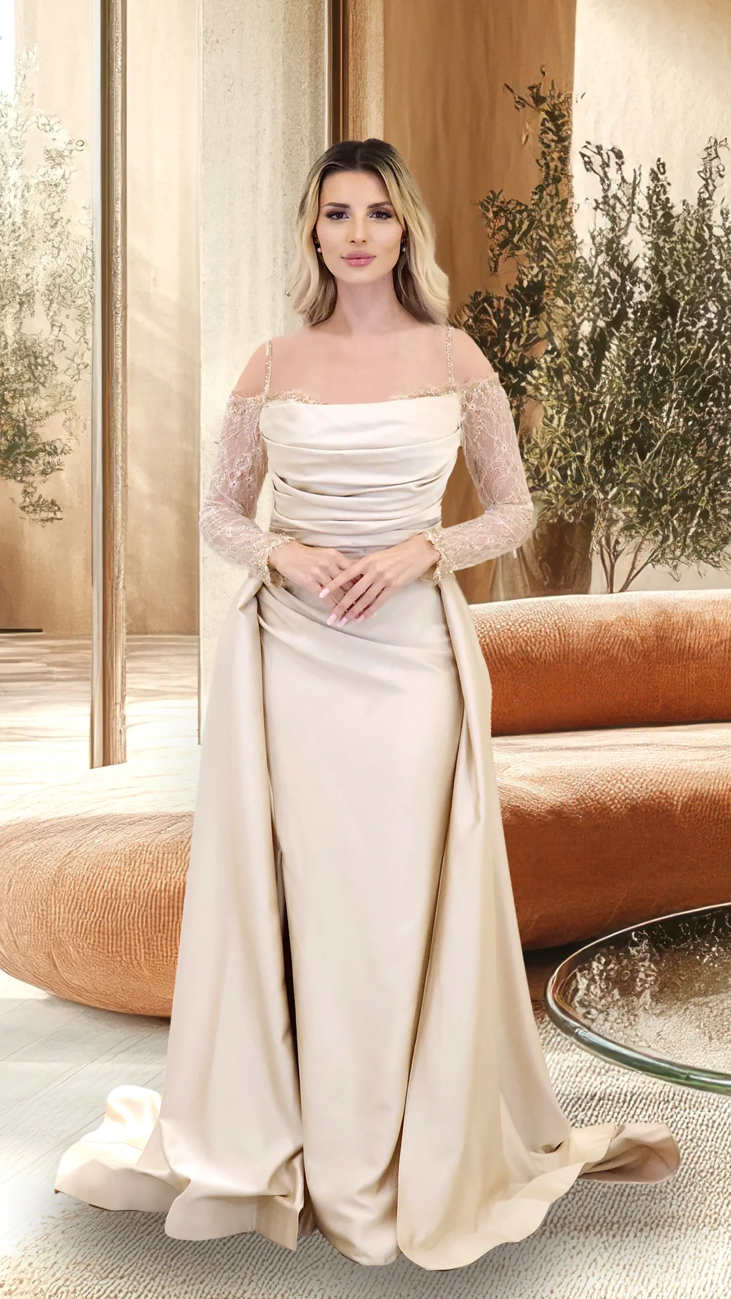 Crepe Body Evening Dress