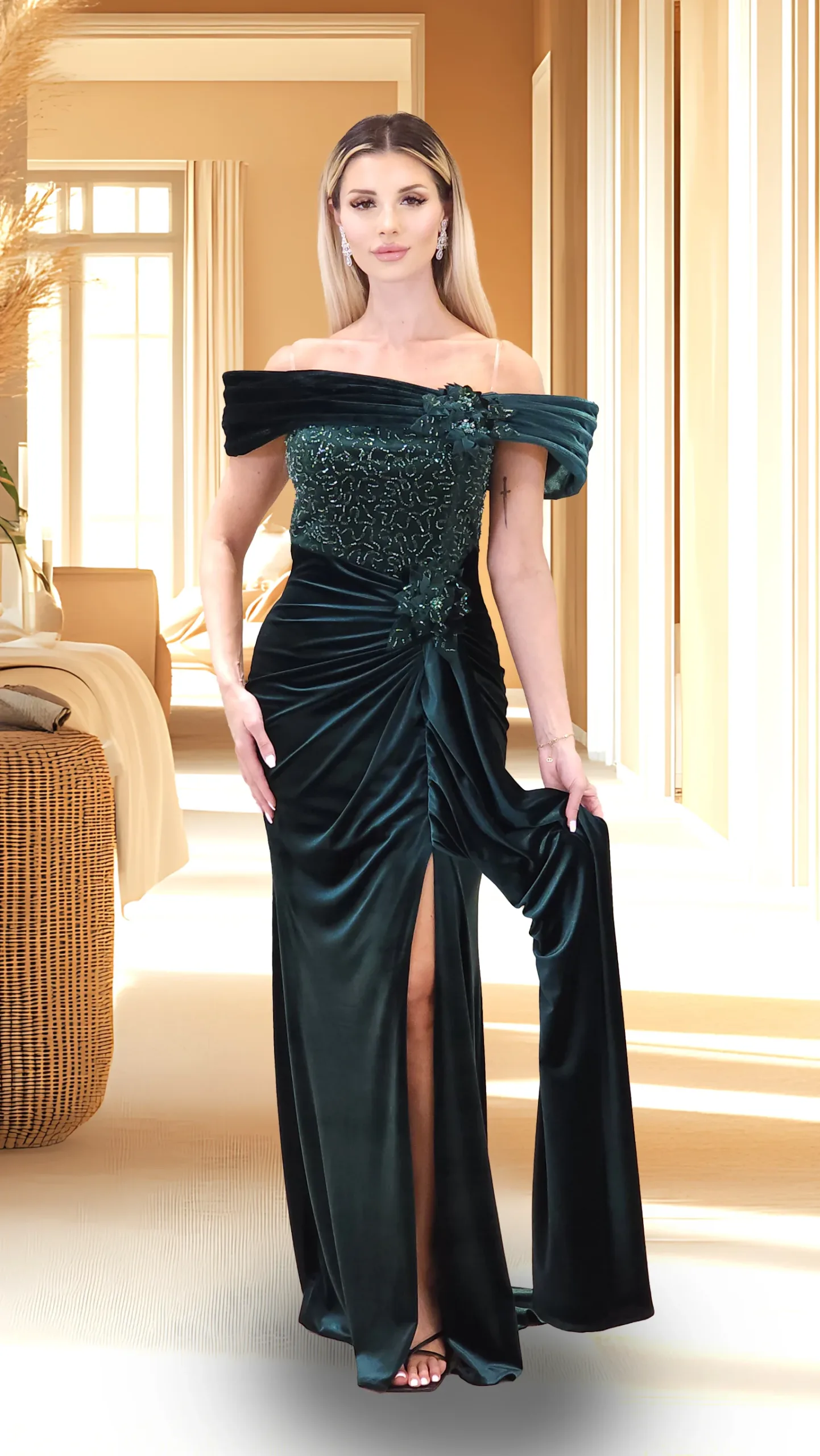 Off-shoulder Evening Dress